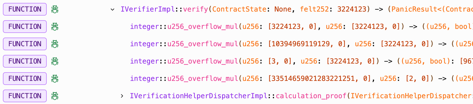 verify function calls