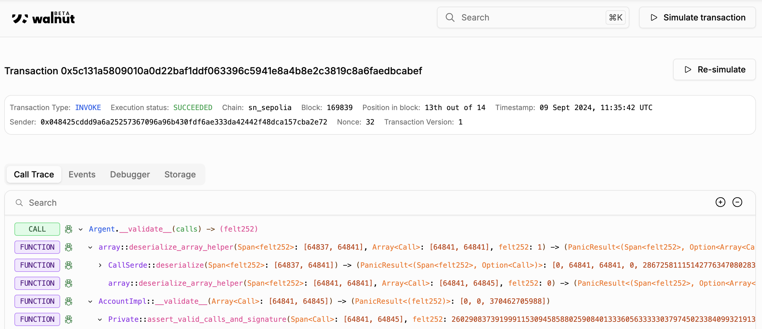 Walnut | Transaction Debugger & Simulator