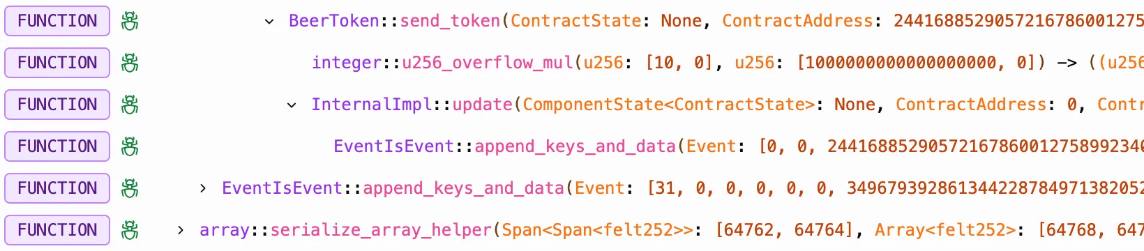 Send Token Function calls