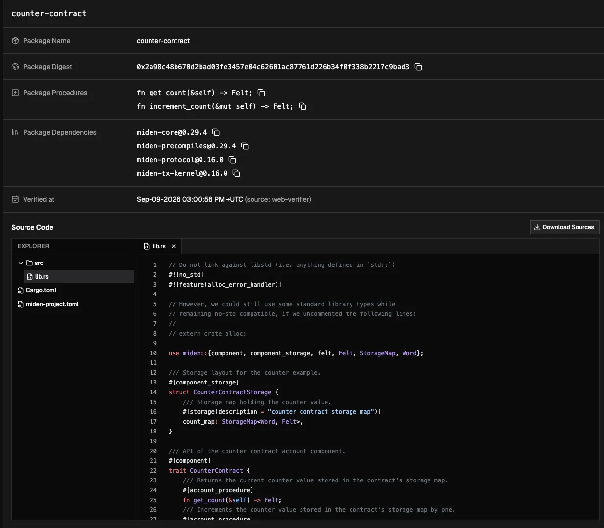 Miden Registry web viewer